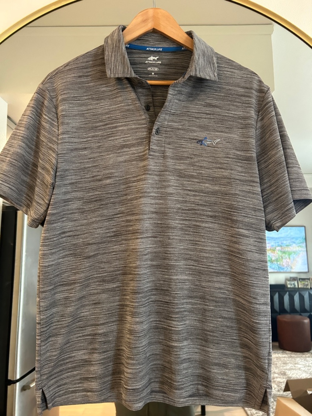 Greg Norman Collection Gray Space-Dye Polo with Subtle Logo